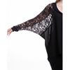 Picture of Blouse with lace-textured sleeves in black