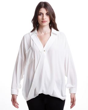 Bild von Bluse aus Chiffon in weiss, schwarz & cigar