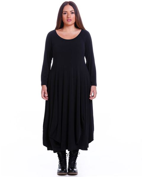 Bild von Gerafftes Kleid in kaki und schwarz