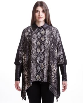 Image de Snake-printed shirt with leather-like cuffs