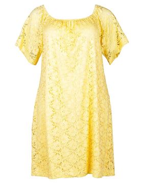 Image de Robe en dentelle jaune et blanche