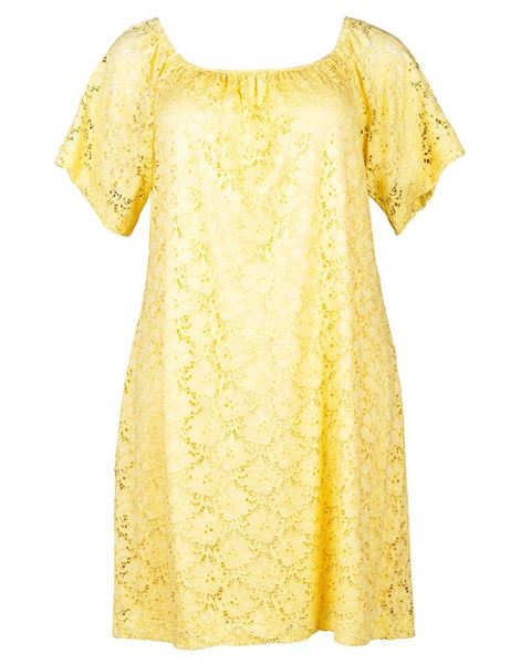 Image sur Robe en dentelle jaune et blanche