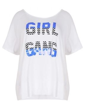 Picture of Sequin detail slogan t-shirt
