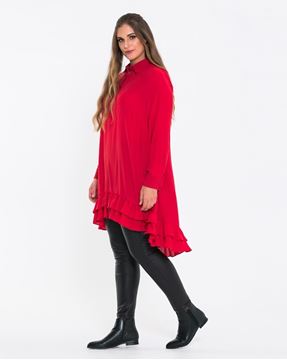 Picture of Red ruffled hem tunic