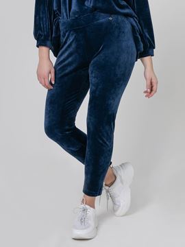Image de Pantalon en velours bleu foncé & noir